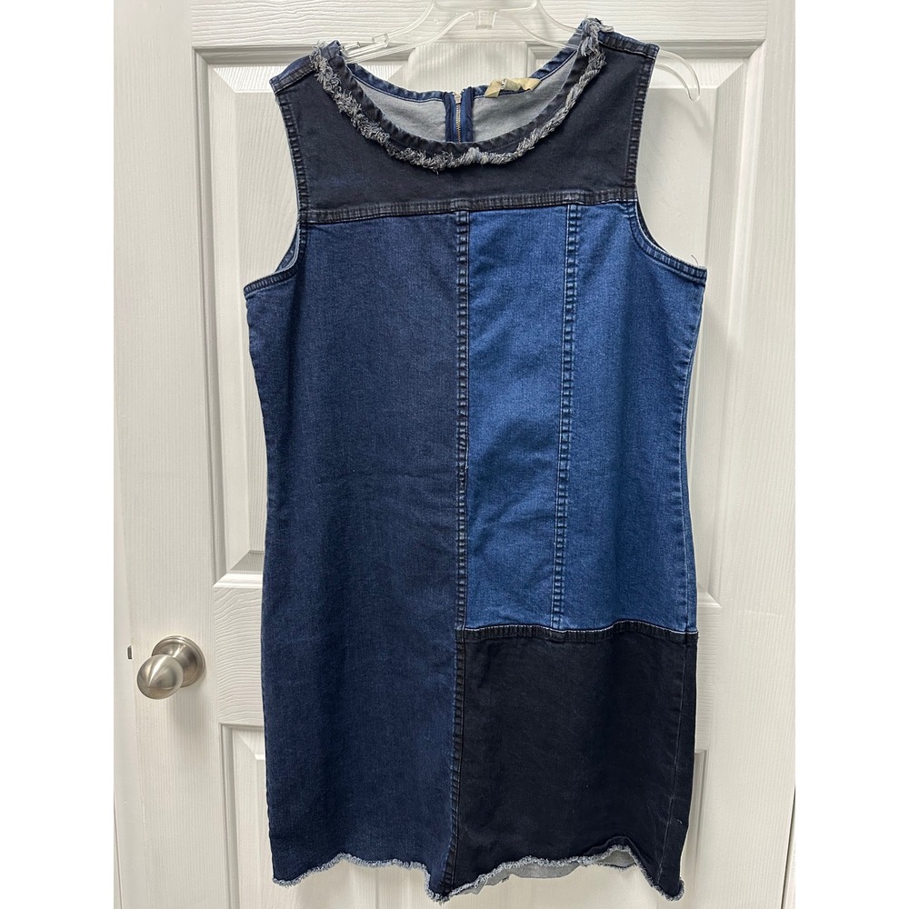 Hope and Harlow Denim Patchwork Frayed Raw Edge Dress Size 12